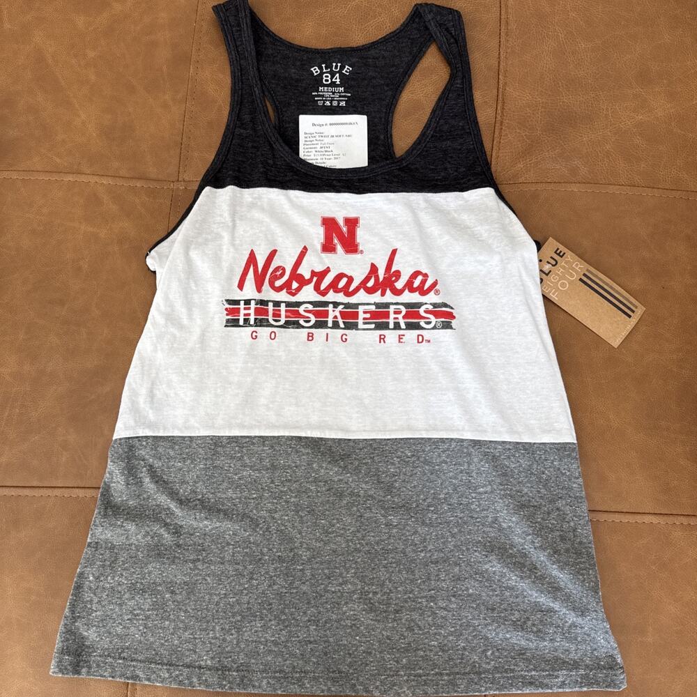 Nebraska Activewear Team Tank SZ Medium Blue 84